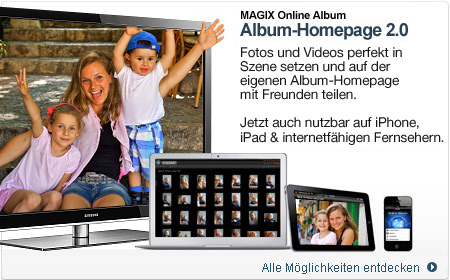 MAGIX Online Album, Webhosting gratis, Domains, kostenlose Homepage erstellen